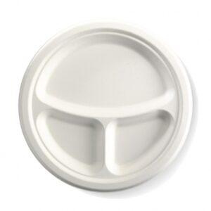 Sugarcane Round Plate 3 Compartment - 10"