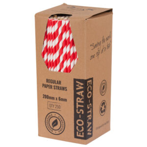 Paper Drinking Straw Regular Red - 20/6